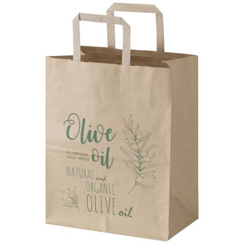 Sac kraft à personnaliser avec poignées plates Marron kraft